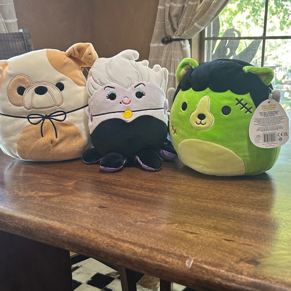 Squishmallows HalloweenTrio - Brock Bulldog, Ursula, Len Green Frankenstein